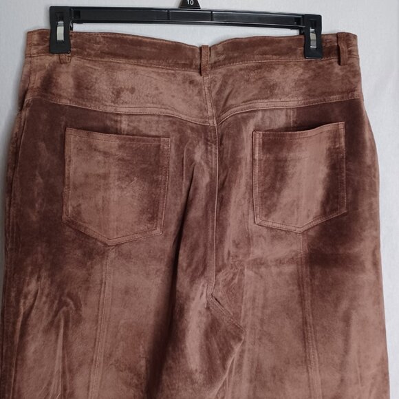 Margaret Godfrey Leather Pants Womens 14 Brown Straight Leg Lined Biker Rocker - Picture 4 of 11